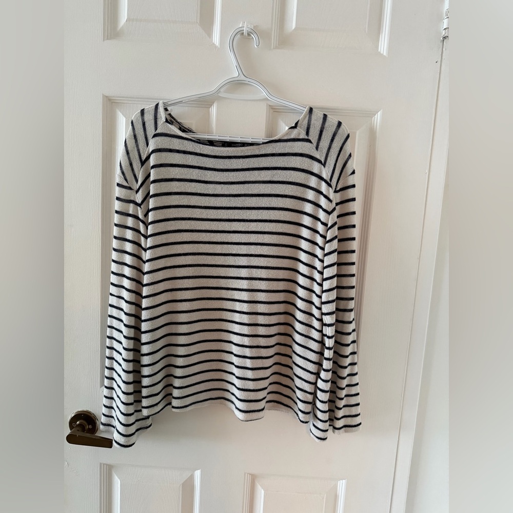 Mango Basics Navy and white Striped Top